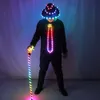 Costume de costume LED Suit Light Up Belly Dancing Flashing White Canes Women Women Men Jazz Dance For Stage Performance Party As Gift