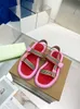 Vintage printing slipper sandal Casual shoes rubber Slide luxury Designer Sliders Summer outdoors womens mens flat slippers Mule travel Plaid easy matching 2024