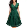 Designerurban Sexy Dresses 2024 Womens Lace V-neck Sleeveless Cocktail Flare Dress