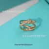 Anelli di design di alto grado per la tifance della donna Lo stesso tipo di nodo anello di diamanti completo di anello in oro rosa 18k Valentines GIORNI ORIGINALE 1: 1 con logo reale