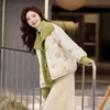 Chinese Style Button für Frauen 2023 Winterkleidung, neutemperamentgestrickte Patchwork White Enten Down Jacke