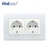 Dubbel EU -stroomaansluiting Glazen paneel Wallpad 16a Europese standaard power wall stopcontact 146 mm * 86 mm