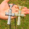 Colliers pendants Collier de pédantes en croix avec chaîne de corde 4 mm Accessoires exquis Hip Hop Bijoux de charme en strass complet pour hommes
