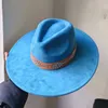 Kadın Süet 10cm genişliğinde Fribora Hat Mens Sonbahar ve Kış Caz Şapkası Klasik Süet Fedora Sombrero 240401