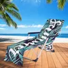 Beach Chair Cover Absorbent Beach Towel Soft Portable Sun Lounger Cover Non-stick Sand With Tropical Plant Pattern Pocket