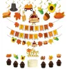 Thanksgiving Door Hanging Thanksgiving Brief Banner Truthahn Kuchen Einfügen Topper Thanksgiving Maple Blatt Garland Party Dekoration