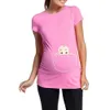 Maternita Premium Stretch Donne in gravidanza Donne corta Trota stampa per bambini Cinetta cognella vestiti in gravidanza Top divertente