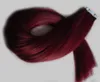 Grad 7a unverarbeitet malaysisches gerade Haare 99J Rotweinband in menschlichem Haar Erweiterungen PU -Hautschussklebeband in Remy Hair Extensions5203913