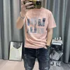 T-shirt met korte mouwen voor heren 2022 Summer Fashionable European Fashion Brand Slim Fit Letter Gedrukt half mouwen Pure Cotton Top