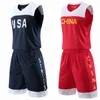 Men Youth USA CHINA Basketball Jersey Sets Uniforms training Kits Sports Clothing Team Basketball Jersseys Breathable Customized