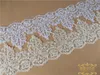 1yard de estilo europeu Pure White Ivory Lace Wedding Véil Tiara Diy Jóias de cordas de cordão artesanal Flor 18cm