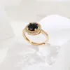 Anéis de casamento obega cúbica zircão mulher preto cor shinestone meninas anel de ouro para mulheres acessórios de festa de moda presentes