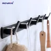 ROVATE 3/4/5/6 Hooks Coat Rack Wall Mounted Heavy Duty Hanger, Metal Coat Hook Rail for Coat Clothes Hat Towel Jacket