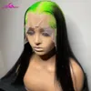 Light Green Root Lace Front Human Hair Wig HD Lace 13x4 Straight Frontal Brazilian Ombre PrePlucked Virgin For Black Women