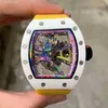 Orologio da uomo di lusso Richar M Barrel Designer Scatened Orologio Specchio a zaffiro Strappa in gomma Mwcn in acciaio inossidabile impermeabile