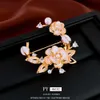 Real Gold Electroplated Flower, Pearl, Zircon New Chinese Fashion Brooch, Niche High-end and Versatile Accessory