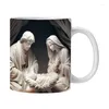 Mugs Nativity Scene Ceramic 3D Water Cup 350ml Christmas Coffee Mug Microwave Safe Portable Tea For Party Decor