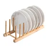 Bamboo Dish -platen Rek Aftafvoerbord Droogdrook opslaghouder Stand houten keukenkast Organisator voor plaat/ kom/ kopje #