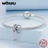 WOSTU 925 argent Sterling violet cristal Lotus breloques perle goutte pendentif rétro creux coeur perle ajustement Original Bracelet collier