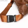 Sport Bags Mens PU leather waist bag with multifunctional single shoulder cross body underarm chest bag for business leisure sports waterproof Y240410