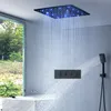 Högkvalitativ svart massage 16/20 tum duschhuvudspanel Regn Rainfall Spa Spray LECH Duschkranuppsättning Termostatventilblandare System