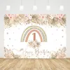 Boho Rainbow Girl 1. Doğum Günü Zeminleri Bohem Çiçek Dekor Pembe Aşk Banner Fotoğraf Arka Plan Fotoğraf Stüdyosu Fotobooth