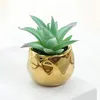 Planta artificial falsa suculenta decorativa decorativa vívida panelas de cerâmica dourada pvc suculentas falsas mini vasos de jardim