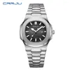 Wristwatches CRRJU 2024 Fashion Watch Men Stainless Steel Top Waterproof Luminous Wristwatch Mens Watches Sports Quartz Date