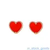 SEIKO Edition Top Brand Vancefe Oree Brocs S925 Silver Silver Love Little Heart Red Red Agate Oreads Oreads Oread en forme de coeur de coeur de pêche de coeur