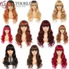 Falujące peruki ludzkie włosy do fali ciała z grzywką Brazylijska 9a Remy Hair Pełna maszyna peruki Blond Brown Czerwona peruka 16-28in 150% euforia
