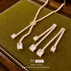 Sier Needle Circon Tassel cuadrado versátil, elegante, elegante y de alto grado, populares en Internet, nuevos pendientes de moda para mujeres