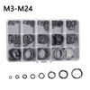 129pcs/Box Wave Washers Black Spring Washer Elastic Metal Gasket Set Internal Assortment Kit M3 M4 M5 M6 M8 M10 M12 M14 -M24