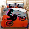 Motocross Rider Bedding Set Extreme Sports Theme Däcke Cover Teens Motorcykel Comporter Cover Dirt Bike Polyester Quilt Cover