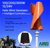 100W 200W 300W 400W 500W 600W 12V 24V HELIX SPIRAL Axe vertical Générateur de turbine de moulin à vent résidentiel + Contrôleur de chargeur PWM