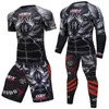 MMA T-Shirt+Hosen Rashguard Männer MMA Muay Thai Shorts Kickboxing Boxeo Sport Anzüge Boxtrikots Jiu Jitsu T-Shirt BJJ Kleidung