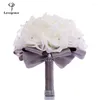 Fleurs de mariage Lovegrace White mousse Roses Brideal Bridesmaids Bouquets Silk Silk Mariage Home Floral Decor Bouquet