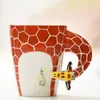 Neues Design kreativer Keramik 3d Tasse, Kaffee Milch Puer Tea Tassen 3d Tierform handgemalte Tiere Giraffe Kuh Monke Tasse Geschenk