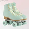 Inline Roller Skates Artificial Leather Roller Skates Shoes for Men and Women Double Line Patins Sliding Inline Quad Skating Sneakers Training Y240410