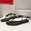 Summer Crystal Sandals Women Rhinestone Butterfly-knot Runway Shoes Women Flip Flops Holiday Fashion Comfort Flat Sandals Woman 240329