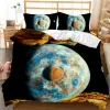 Planet Duvet Cover Universe Twin Bedding Set Solar System Outer Space Quilt Cover 3D Starry Sky Astronomy Polyester Bedding Set