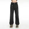 Frauen Jeans fotvotee hohe taillierte Frau Weitbein Frachthose mehr als eine Tasche feine schwarze Baggy Hosen Streetwear Freizeitkleidung