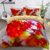 AHSNME Red Tree Leaf Forest Falling Maple Leaf Beding Set Quilt Cover With Pillowcase No Sheets Comforter Bedding Sets Queen