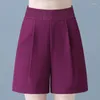 Damskie spodenki Summer Kobiety Ice Ice Silk szeroka noga spodni Elastyczna moda wysokiej talii Solidne luźne sporty swobodne spodnie B36