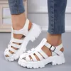 Zomer Fashion Gladiator Women N Band Crosstied Platform Square Heel Peep Toe Rome Design Sexy Mature Shoes Ladies Vrouw Y240327