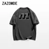 Zazomde American personnalisé en coton personnalisé Retro Print T-shirt Top Fashion Y2k Loose Street Men Homestay Simple Oversize 240329