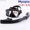 Diving Masks Optical Myopia Diving Set Diving Mask Low beam Swimming Goggles Short Range Panoramic Youth -1.0 to 6.0 Y240410