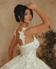 Elegante abito da ballo abito da sposa spaghetti cinturino senza maniche appliques da sposa senza spicco paillettes paillettes spazzano abiti da treno da treno vestidos de novi