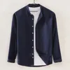 メンズカジュアルシャツ春秋のシャツオックスフォードコットンロングスリーブソリッドカラースタンドカラー良い品質のトップ服my1027