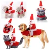 Pet Dog Cowboy Rider Costume Christmas cat garnitur strój Knight Style z lalką i kapeluszem na szczeniaku śmieszne ubrania cosplay