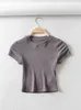 Summer Sexy Women O-Neck T-shirt krótkie rękawki Slim Elastic Curne Crop Tops 240410